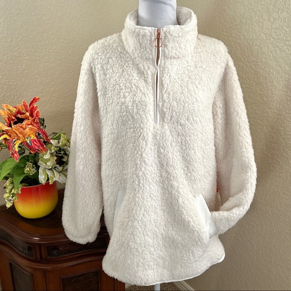 Adrienne Vittadini Sport Teddy Quarter ZIP Pullover Jacket - Picture 1 of 11